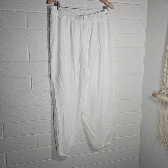 Cut Loose Pull On Elastic Waist Pants Straight Leg Lagenlook Resort Medium White - Picture 4 of 7